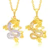 نساء رجال سلسلة قلادة مع Dragon Design Iced Out Tiny Cubic Zirconia inlaid in REAL 18K Gold Gold Gold Hight