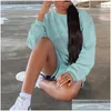 Damen Trainingsanzüge Brief Drucken Frauen 2 Stück Set Langarm Sweatshirt Sweatshorts Lose Lässige Trainingsanzug Loungewear 2021 Herbst Wint Dhak1