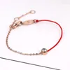 Charm Bracelets Brand Gold Silver Color Zircon Crystal Red Line Bracelet Charms 316 L Stainless Steel Jewelry Woman Chain Prevent Fade