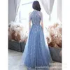 Evening Dresses Evening Gown for Women in 2023 Elegant and High-end French High-end Banquet Blue Bridmaid Choir Performance Dresses