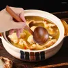 Coffee Scoops 4 Pieces Japanese Long Handle Large Spoon Ramen Wooden Pot Tortoise Shell Wood Rice Soup Dessert