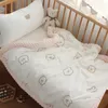 Girl s Dresses Baby Quilt Bean Fleece Blanket Comfort Washable Cotton Cartoon Embroidery Spring Autumn Warm Swaddle Cover 231128