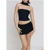 Débardeurs pour femmes Camis Femmes Y Bustier Halter Tube Tops Découpe Ruché Y2K Top Sans Manches Hors Shoder Bandeau Streetwear Drop Livraison App Dhbyv