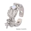 Anéis de cluster irregular metal líquido na moda colorido moonstone jóias elegantes