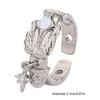 Cluster Rings Irregular Liquid Metal Trendy Colorful Moonstone Stylish Jewelry