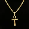 Gyptian Ankh Key Charm Хип-хоп Крест Золото Посеребренная подвеска Ожерелье для мужчин Одежда высшего качества Модные вечерние украшения Gift288H