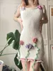 Casual Dresses Women's Summer Mini Dress Sleeveless Tie Shoulder Strap 3D Crochet Flower Knit