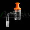 Beracky Full Weld Smoking Terp Slurper Clear Bottom Quartz Banger avec verre marbre Spinning Cap perles mâle femelle sans soudure soudé bord biseauté clous pour bongs plates-formes