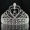 Janefashions Quinceanera Sweet 15 Fifteen 15th Birthday Party Coronas de Clear White Österrikisk strass Tiara Crown Y200807280V