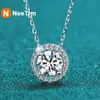 Chokers NeeTim 2CT 8mm Necklace For Women 925 Sterling Silver with 18K Gold Plated Diamond Pendant Wedding Party Necklaces 231129