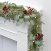 Faux Floral Greenery Christmas Garland Artificial Pine Cypress Xmas Decoration for Wedding Home Inomhus utomhusår med eldstad 231128