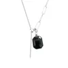 Colares de pingente de moda declaração preto colar quadrado para mulheres banhado a prata suéter clavícula corrente festa luxo jóias presente