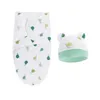 Couverture d'emmaillotage 100% coton bébé Swaddles Wrap et ensemble de chapeaux garçons filles réglable né Swaddle infantile pour les bébés de 06 mois 231128