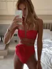 Set sexy set Bikini avec une fleur 3D Swimwear sexy pour les femmes 2023 Nouvelle push-up Swimsuit Bandage Bandage Halter High Waist Bathing Fssction l231129