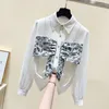 Women's Blousses 2023 Dames Autumn Winter Shirts Modieuze westerse schuine kraag Chiffon Design gevoel voor temperament tops D1699