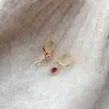 Hoop Ohrringe 2023 Ankunft Französisch Retro Exquisite Rote Herz Schloss Für Frauen Mode Elegante Metall Schmuck Party Geschenke