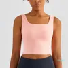 Tenue de yoga Femmes Crop Top Sports Soutien-gorge Col carré Coupe fixe Gilet d'entraînement avec coussinet Sensation nue Vêtements actifs