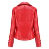 Skórzana sztuczna kurtka dla kobiet płaszcz czarny czerwony motocykl motocyklowy zamek zielony beżowy chaqueta mjer veste femme jaqueta couro 231129