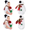 Rompers spädbarn baby pojkar flickor passar långärmad jul cosplay kostym snögubbe fleece hoodie romper jumpsuit och halsduk set 231129