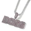 Charms Edge Kolor Zręczny Środkowy biały niestandardowa nazwa liter wisids Naszyjniki do hip -hopu Bling Iced Out Men Rapper Jewelry 231128