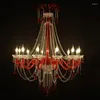 Pendant Lamps European Diffuse Cafe Chandelier Color Red Crystal Light Net El Banquet Hall KTV Clothing Store