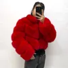 Womens Fur Faux Winter Ladies Fluffy Fashion Thick Warm Coat Crop Top Women Real Fox Jacket 231129