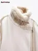 Damen Leder Faux Aotvotee Dicke Warme Jacken für Frauen Mode Pelz Gefüttert Mantel Vintage Chic Lose Casual Oberbekleidung 231129