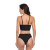 Kvinnors badkläder 2023 Sexig bikini Solid baddräkt Kvinnor Push Up Set Bathing Summer Beach Wear Swimming Plus Size