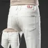 Calças de brim masculinas 2022 novo estilo clássico calças de brim brancas masculinas algodão casual negócios estiramento fino ajuste calças jeans moda marca l231129
