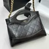 Vintage Black 31 Classic Women Shoulder Bag Gold Hardware Leather Quilted Diamond Lattice Coin Purse Underarm Fanny Pack Luxury Handbag Sacoche Suitcase 20CM