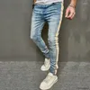 Jeans pour hommes 2023 Hommes Printemps Élégant Patchwork Slim Crayon Pantalon Mâle Streetwear Couleur Solide Casual Denim Pantalon