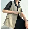 Gilet en cuir pour femmes Normcore/minimaliste style occidental femmes réel noir Beige gilet ample Mujer pull Manteau sans manches Jack