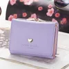 Plånböcker Kvinnor Small Lock Metal Frame Coin Pocket Wallet Clutch Purse Snap Stängning Tri-Fold Mini Love Heart Short Pu Leather Gift