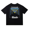 Rhude Mens 티셔츠 남자를위한 디자이너 짧은 소매 Rhudes 인쇄 셔츠 티 탑 느슨한 tshirts 여자 오버 사이즈 아시아 크기
