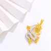نساء رجال سلسلة قلادة مع Dragon Design Iced Out Tiny Cubic Zirconia inlaid in REAL 18K Gold Gold Gold Hight