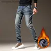 Men's Jeans Polaire Jeans Hommes 2023 Hiver Nouveau Vintage Élastique Mince Épais Chaud Velours Pantalon Mode Coréenne En Peluche Stretch Denim Pantalon L231129