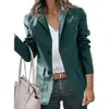 Womens Leather Faux Office Blazer Long Sleeve Singlebreasted Flap Pockets Fashion Lapel Women Business Suit Jacket Formal Occasions 231129