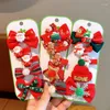 Hårtillbehör 5st Cartoon Christmas Clips for Baby Girls Söt Bow Bear Elk Snowman Xmas Tree Hairpins Barrettes Kids