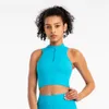 Lu Align Femme Zip Camisoles Réservoirs Couleur Unie Gym Sport Citrons Soutien-Gorge Femmes Débardeur Gilet Fitness Bralette Push Up Soutien Sous-Vêtements Sexy Avec Coussinets De Poitrine Vêtements Citron La