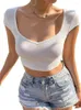 Женские футболки Xylocarp-женская футболка с v-образным вырезом и открытой спиной, ультра с короткими рукавами, сексуальная весна и лето JTDC0810 2023