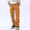 Men's Stacked Jeans Mens Retro Hole Ripped Pants Distressed For Men Straight Hip Hop Loose Denim Trousers Casual Jean Pants