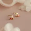 Stud Earrings Cherry For Girls Red Crystal Mini Small Simple Exquisite Lovely 2023 In Korean Fashion Trend Jewelry Wholesale