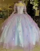 Księżniczka 2024 Quinceanera z odłączonymi rękawami aplikacje kwiatowe Ball Suknia balowa słodka 16 sukienek koronkowe zwyczaj