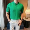Men's Polos Breathable Quick Drying Short-sleeved Polo Shirt Men Summer Knitted Solid Color Trend Lapel Half-sleeved Slim T-shirt Thin Model