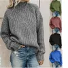 Kadın Sweaters Kadın Kazak Jumper Güçlü Düz Renk Şık Vintage Style Sıradan Uzun Kollu Gevşek Harks Beltlanek Sonbahar