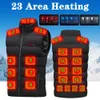 Men's Vests 23 Zone Heated Jacket Fashion Men Women Coat Intelligent USB Electric Heating Thermal Warm Clothes Winter Heated Vest Plussize 231128