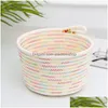 Sacs de rangement Panier de style tissé Colorf Coton Corde Bin Organisateur pour le bureau à domicile Petits objets 18x13x22cm DC120 Drop Livraison Jardin H DHXHT