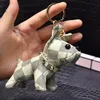 2023 Keychain Creative leather French fighting dog key ring car key ring bag pendant cartoon couple pendant 6 colors optional.