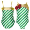 Stadiumkleding kinderen meisjes kerst gestreepte jumpsuit elf party kerstman glanzende strik bodysuit gymnastiek ballet dans turnpakje kostuum