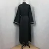 Ubranie etniczne 2023 Style moda muzułmański Abaya Dubai Turcja Kaftan Islamski Ramadan Black Belted Sardigan Sarde